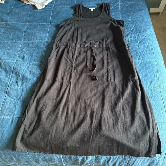 Eileen Fisher Organic Cotton Drawstring Waist Dress Size Large Petite - Picture 5 of 11